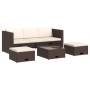 4-teiliges Gartenmöbel-Set und braune synthetische Rattankissen von vidaXL, Gartensets - Ref: Foro24-43103, Preis: 425,34 €, ...