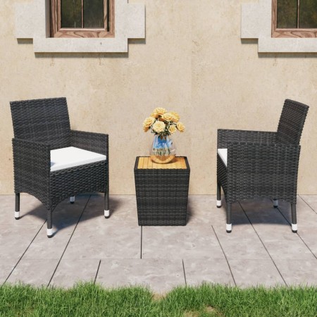 Garden table and chairs 3 pieces synthetic rattan black acacia wood by vidaXL, Garden sets - Ref: Foro24-3058362, Price: 182,...