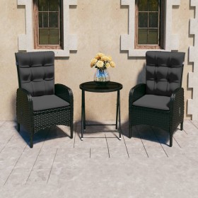 Garden table and chairs 3 pieces synthetic rattan and black glass by vidaXL, Garden sets - Ref: Foro24-3058540, Price: 350,56...