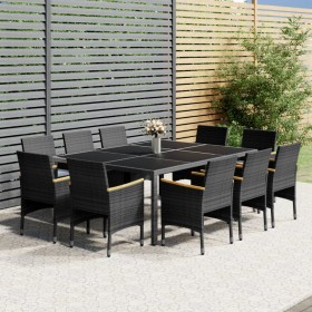 Garten-Essgruppe 11-teilig aus grauem synthetischem Rattan von vidaXL, Gartensets - Ref: Foro24-3058569, Preis: 877,58 €, Rab...