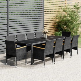 Garten-Essgruppe 11-teilig aus grauem synthetischem Rattan von vidaXL, Gartensets - Ref: Foro24-3058579, Preis: 935,99 €, Rab...