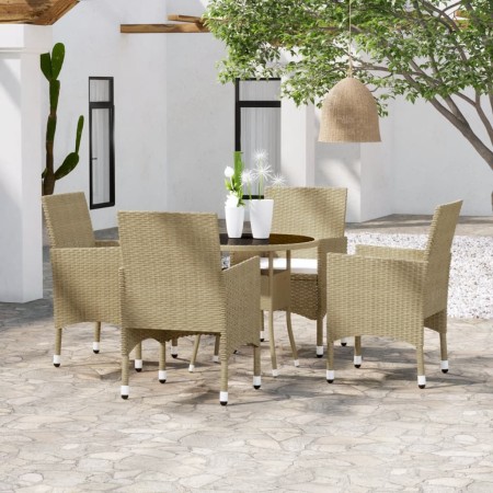 Juego de comedor para jardín de 5 piezas ratán sintético beige de vidaXL, Conjuntos de jardín - Ref: Foro24-3058490, Precio: ...