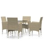 Juego de comedor para jardín de 5 piezas ratán sintético beige de vidaXL, Conjuntos de jardín - Ref: Foro24-3058490, Precio: ...