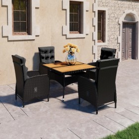 Garden dining set 5 pieces synthetic rattan and black acacia wood by vidaXL, Garden sets - Ref: Foro24-3058529, Price: 746,99...