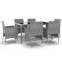 Garten-Esszimmer-Set 7-teilig Kunststoff-Rattan Glas grau von vidaXL, Gartensets - Ref: Foro24-3058429, Preis: 525,77 €, Raba...