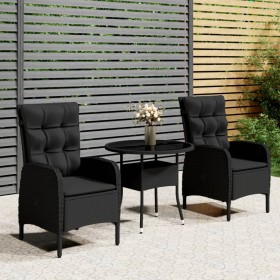 3-teiliges Garten-Ess-Set aus schwarzem synthetischem Rattan von vidaXL, Gartensets - Ref: Foro24-3058548, Preis: 396,95 €, R...