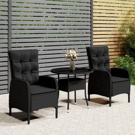 3-Piece Black Synthetic Rattan Garden Dining Set by vidaXL, Garden sets - Ref: Foro24-3058548, Price: 396,46 €, Discount: %