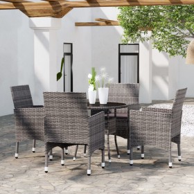 Garten-Essgruppe 5-teilig aus grauem synthetischem Rattan von vidaXL, Gartensets - Ref: Foro24-3058489, Preis: 358,99 €, Raba...