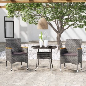 Garten-Essgruppe 3-teilig aus grauem synthetischem Rattan von vidaXL, Gartensets - Ref: Foro24-3058485, Preis: 251,99 €, Raba...