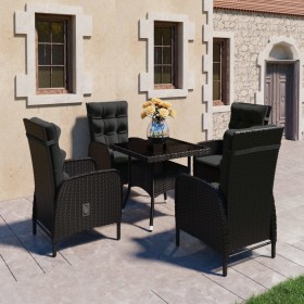 Garten-Essgruppe 5-teilig aus synthetischem Rattan und schwarzem Glas von vidaXL, Gartensets - Ref: Foro24-3058528, Preis: 70...