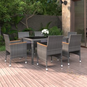 Garten-Essgruppe 7-teilig, synthetisches Rattan, graues Glas von vidaXL, Gartensets - Ref: Foro24-3058435, Preis: 485,26 €, R...