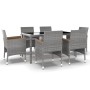 Garden dining set 7 pieces synthetic rattan gray glass by vidaXL, Garden sets - Ref: Foro24-3058435, Price: 485,26 €, Discoun...