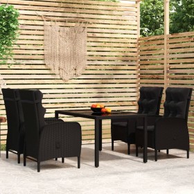 5-Piece Black Synthetic Rattan Garden Dining Set by vidaXL, Garden sets - Ref: Foro24-3058514, Price: 751,48 €, Discount: %