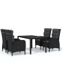 Juego de comedor para jardín 5 piezas ratán sintético negro de vidaXL, Conjuntos de jardín - Ref: Foro24-3058514, Precio: 751...