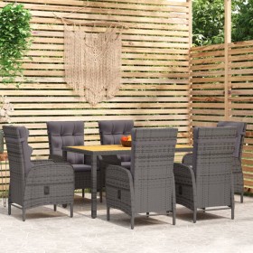 Juego de comedor para jardín 7 piezas ratán sintético gris de vidaXL, Conjuntos de jardín - Ref: Foro24-3058505, Precio: 1,00...