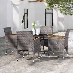 Garten Essgarnitur 5 Stück Kunststoff Rattan grau von vidaXL, Gartensets - Ref: Foro24-3058495, Preis: 344,33 €, Rabatt: %