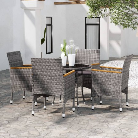 5-piece synthetic rattan garden dining set in gray color. by vidaXL, Garden sets - Ref: Foro24-3058495, Price: 344,33 €, Disc...