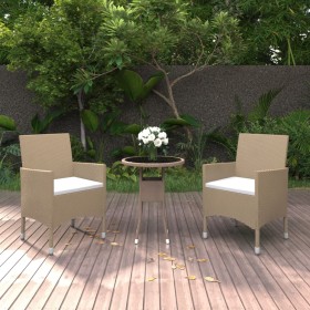 3-tlg. beigefarbenes Kunststoff-Rattan-Garten-Ess-Set von vidaXL, Gartensets - Ref: Foro24-3058460, Preis: 181,75 €, Rabatt: %