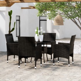 Garten Esstischgarnitur 5 Stück Kunststoff Rattan schwarz von vidaXL, Gartensets - Ref: Foro24-3058488, Preis: 318,62 €, Raba...