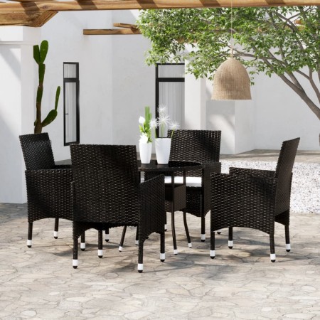 Garten Esstischgarnitur 5 Stück Kunststoff Rattan schwarz von vidaXL, Gartensets - Ref: Foro24-3058488, Preis: 322,54 €, Raba...