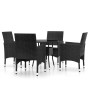 Juego de comedor para jardín 5 piezas ratán sintético negro de vidaXL, Conjuntos de jardín - Ref: Foro24-3058488, Precio: 318...