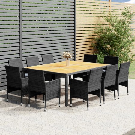 11-teilige Garten-Essgarnitur Kunststoff-Rattan grau von vidaXL, Gartensets - Ref: Foro24-3058567, Preis: 1,00 €, Rabatt: %