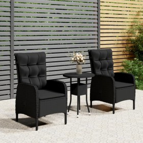 3-piece synthetic black rattan garden bistro set by vidaXL, Garden sets - Ref: Foro24-3058544, Price: 358,31 €, Discount: %