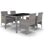 Set de comedor de jardín 5 pzas ratán sintético vidrio gris de vidaXL, Conjuntos de jardín - Ref: Foro24-3058425, Precio: 381...