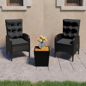 Garden table and chairs 3 pieces synthetic rattan black acacia wood by vidaXL, Garden sets - Ref: Foro24-3058537, Price: 355,...