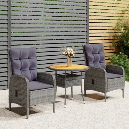 3-teiliges Garten-Bistro-Set aus grauem synthetischem Rattan von vidaXL, Gartensets - Ref: Foro24-3058547, Preis: 461,64 €, R...