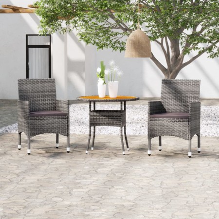 Garten Esstischgarnitur 3 Stück Kunststoff Rattan grau von vidaXL, Gartensets - Ref: Foro24-3058483, Preis: 220,20 €, Rabatt: %