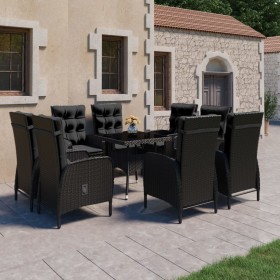 Garden dining set 9 pieces PE rattan and black glass by vidaXL, Garden sets - Ref: Foro24-3058532, Price: 1,00 €, Discount: %