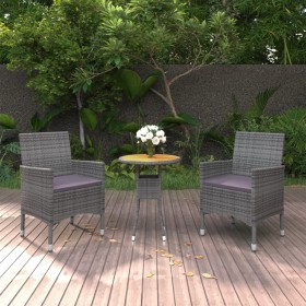 Garten-Essgruppe 3-teilig aus grauem synthetischem Rattan von vidaXL, Gartensets - Ref: Foro24-3058463, Preis: 184,99 €, Raba...