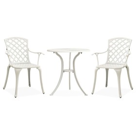 Bistro table and chairs 3 pieces white cast aluminum by vidaXL, Garden sets - Ref: Foro24-315593, Price: 307,46 €, Discount: %