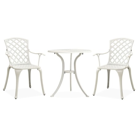 Bistro table and chairs 3 pieces white cast aluminum by vidaXL, Garden sets - Ref: Foro24-315593, Price: 307,46 €, Discount: %