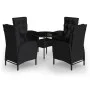 Garten Bistro Set 5 Stück Kunststoff Rattan schwarz von vidaXL, Gartensets - Ref: Foro24-3058552, Preis: 636,56 €, Rabatt: %