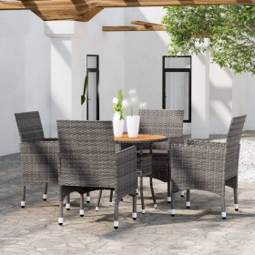 Garden dining set 5 pieces gray synthetic rattan by vidaXL, Garden sets - Ref: Foro24-3058493, Price: 346,21 €, Discount: %