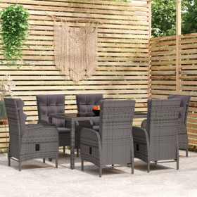 Garten Esstischgarnitur 7 Stück grau Kunststoff Rattan von vidaXL, Gartensets - Ref: Foro24-3058504, Preis: 1,00 €, Rabatt: %