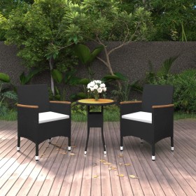 3-Piece Black Synthetic Rattan Garden Dining Set by vidaXL, Garden sets - Ref: Foro24-3058466, Price: 185,36 €, Discount: %