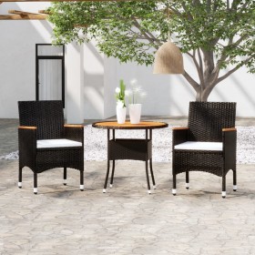 3-teiliges Garten-Ess-Set aus schwarzem synthetischem Rattan von vidaXL, Gartensets - Ref: Foro24-3058486, Preis: 235,99 €, R...