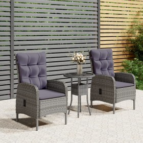 3-teiliges Garten-Bistro-Set aus grauem synthetischem Rattan von vidaXL, Gartensets - Ref: Foro24-3058542, Preis: 436,56 €, R...