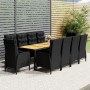 Set de comedor de jardín 11 piezas ratán sintético negro de vidaXL, Conjuntos de jardín - Ref: Foro24-3058561, Precio: 1,00 €...