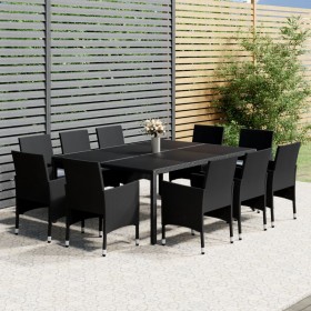 Juego de comedor de jardín 11 piezas ratán sintético negro de vidaXL, Conjuntos de jardín - Ref: Foro24-3058562, Precio: 869,...