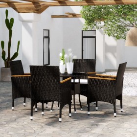 Juego de comedor para jardín 5 piezas ratán sintético negro de vidaXL, Conjuntos de jardín - Ref: Foro24-3058494, Precio: 309...