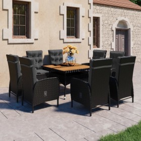 9-piece garden dining set made of PE rattan and black acacia wood by vidaXL, Garden sets - Ref: Foro24-3058533, Price: 1,00 €...