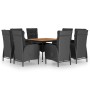 Set de comedor de jardín 9 pzas ratán PE y madera acacia negro de vidaXL, Conjuntos de jardín - Ref: Foro24-3058533, Precio: ...