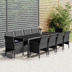 11-piece synthetic rattan garden dining set in gray color. by vidaXL, Garden sets - Ref: Foro24-3058573, Price: 905,87 €, Dis...