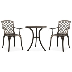 Bistro table and chairs 3 pieces cast aluminum bronze color by vidaXL, Garden sets - Ref: Foro24-315591, Price: 328,32 €, Dis...