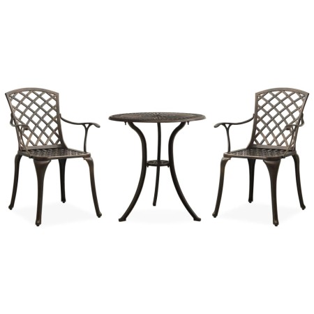 Bistro table and chairs 3 pieces cast aluminum bronze color by vidaXL, Garden sets - Ref: Foro24-315591, Price: 328,32 €, Dis...