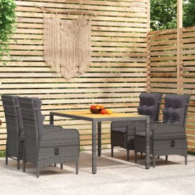 Garden dining set 5 pieces gray synthetic rattan by vidaXL, Garden sets - Ref: Foro24-3058503, Price: 953,99 €, Discount: %